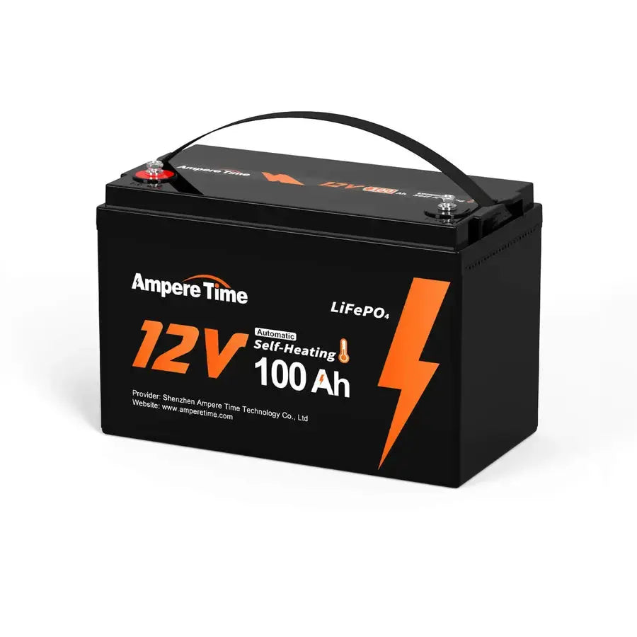 Ampere Time 12V 100Ah Lithium Battery with Self-Heating Low Temperature Charging (-4℉/-20°C)