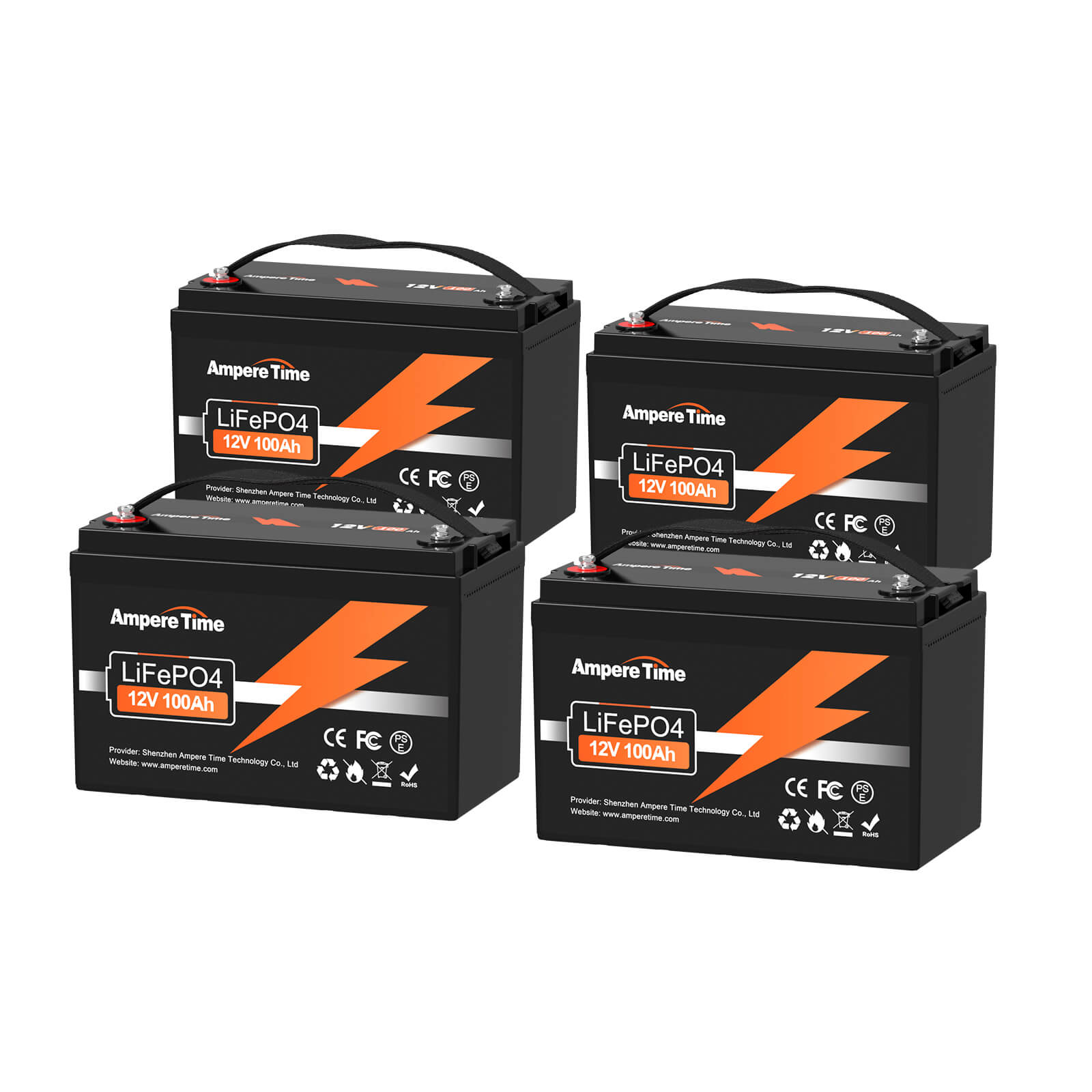 Ampere Time 12V 100Ah, 1280Wh Best RV Lithium Battery with 4000+ Deep Cycles & Built in 100A BMS