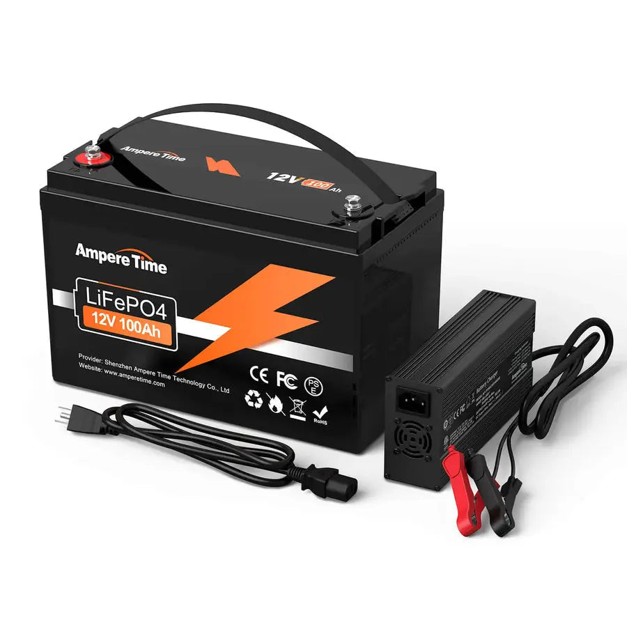 Ampere Time 12V 100Ah, 1280Wh Best RV Lithium Battery with 4000+ Deep Cycles & Built in 100A BMS