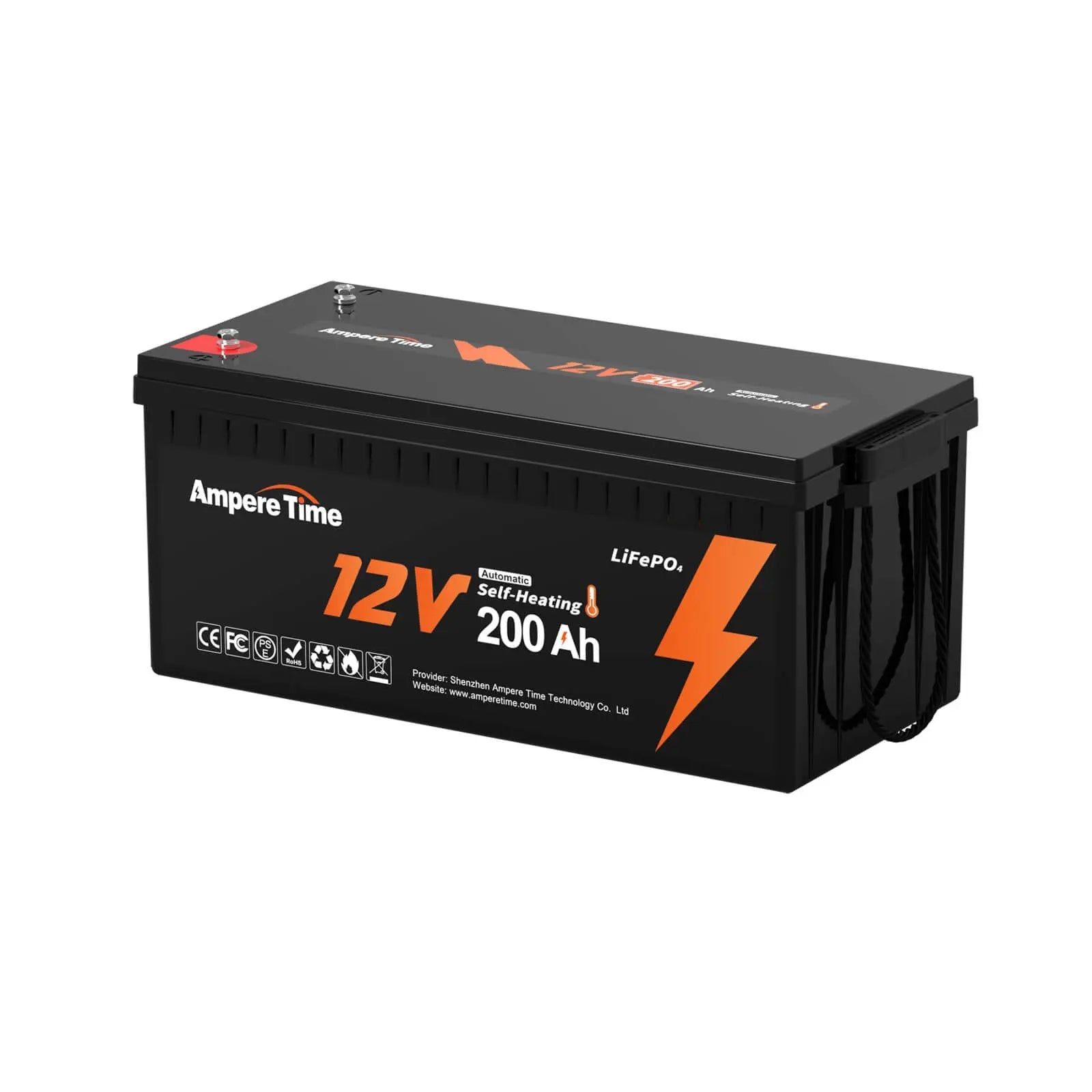 Ampere Time 12V 200Ah Lithium Battery with Self-Heating Low Temperature Charging (-4℉/-20°C)